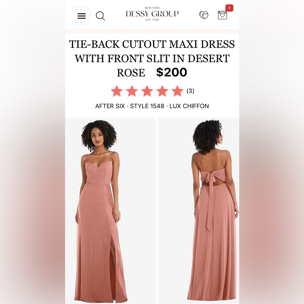 Tie-Back Cutout Maxi Dress with Front Slit, Desert Rose, 12R